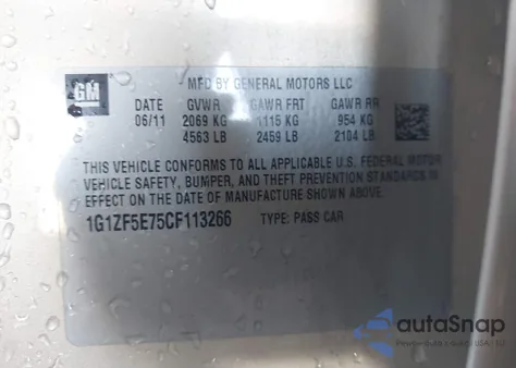 2012 Chevrolet Malibu 3Lt z USA, uszkodzony, nr VIN 1G1ZF5E75CF113266